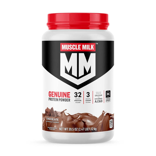 Genuine Protein Powder, Chocolate, 2.47 Pound, 16 Servings, 32G Protein, 3G Sugar, Calcium, Vitamins A, C & D, NSF Certified for Sport, Energizing Snack, Packaging May Vary