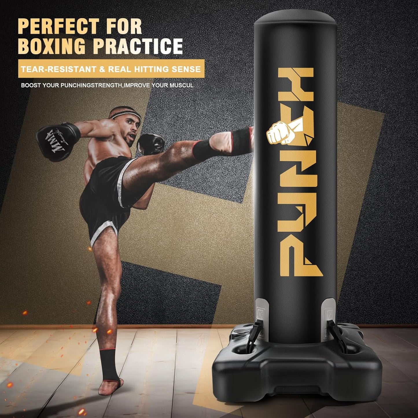 Freestanding Punching Bag for Adults, Heavy Boxing Bag with Stand Kickboxing Bag Heavy Boxing Base for Training MMA Muay Thai Fitness Home Gym Sport Equipment for Adults/Kids