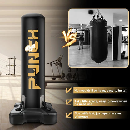 Freestanding Punching Bag for Adults, Heavy Boxing Bag with Stand Kickboxing Bag Heavy Boxing Base for Training MMA Muay Thai Fitness Home Gym Sport Equipment for Adults/Kids